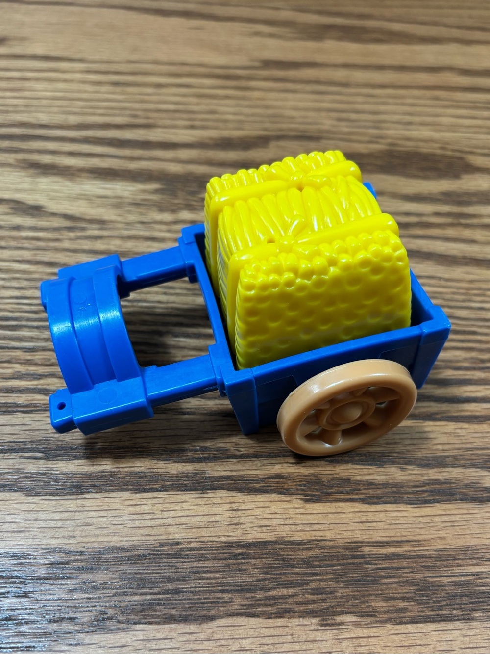 Vintage Fisher Price Little People Blue Cart with Yellow Hay 1999 Mattel